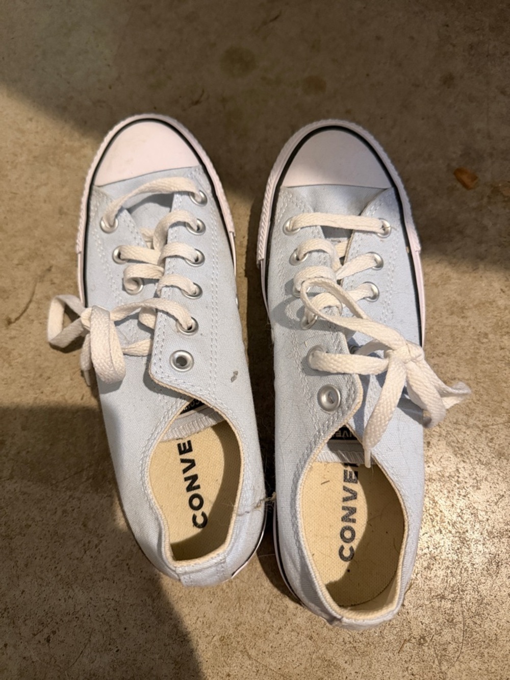 Converse Low Top Sneakers in Pale Blue and White